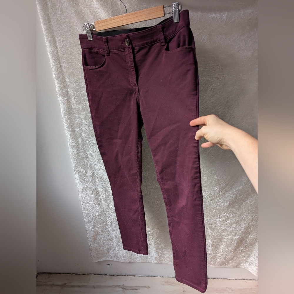 Violets And Roses Penny Pull-on Elastic Waist Dark Purple Skinny Jeans